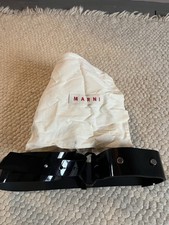 Black Patent Leather Marni Belt Size 80 Adjustable Designer Made In Italy