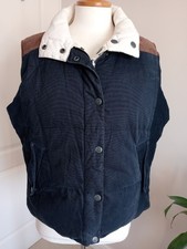 Ladies Crew Clothing Navy & Cream Reversible Down & Feather Gilet  , Size 14
