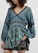 Free People Top Green Blue
