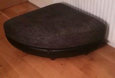 DFS Real Leather Storage Foot Stool Black  and Grey
