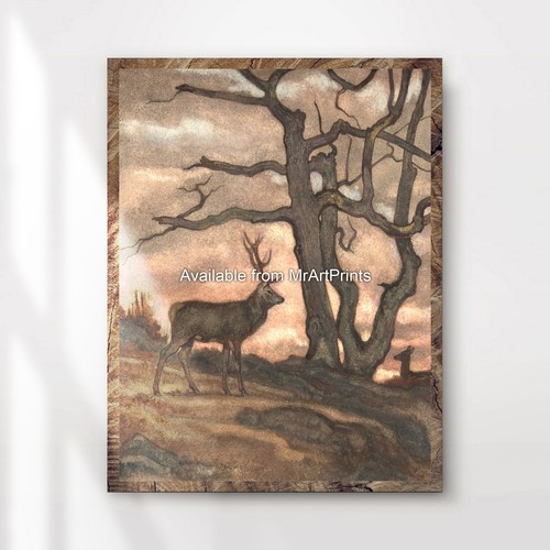 Stag painting art print poster - stag,