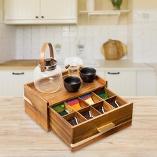 Wooden Tea Bag Organizer Elegant Tea Station Chest for Office Cabinet Drawer