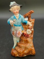 Antique German Porcelain Bud Vase Gentleman Figurine c.1910 Thuringia