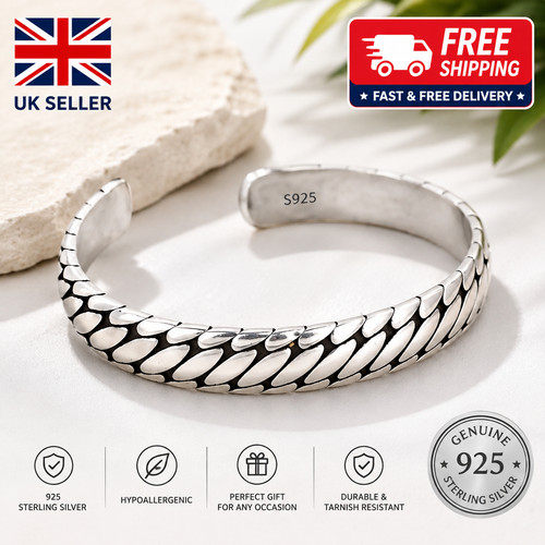 Mens vintage open bangle 925 - mens,