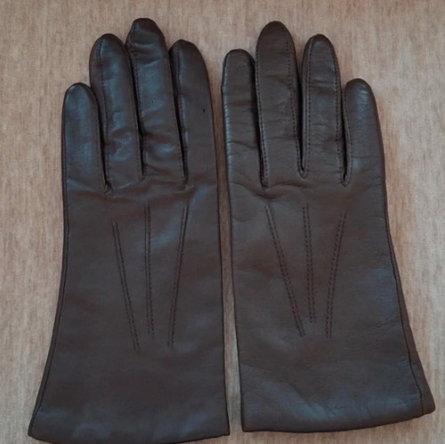 Women brown leather gloves - women's,