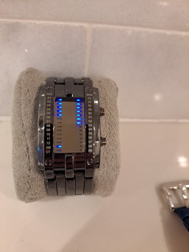 Blue led binary watch - blue,