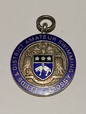 Antique enamelled silver pocket watch fob - Leeds amateur swimming Armley ladies