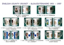 GLOUCESTERSHIRE 1901 - 1957 COUNTY CRICKET MUGS.8 DESIGNS.NEW.BNIB