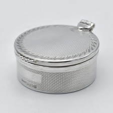 Vintage Sterling Silver Powder Pot Snuff Box Engine Turned 1985