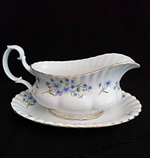 Vintage Richmond Bone China Blue Rock  Gravy Boat and Saucer