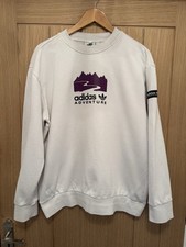 Adidas Adventure Sweater Mens White Purple Mountain Size Medium (Please Read)