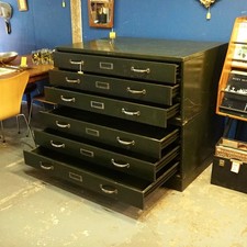 Metal plan chest - plan, vintage