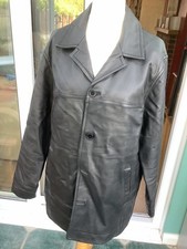marks and spencer XXL 47/49" chest autograph black leather button jacket
