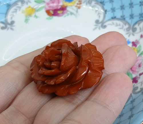 Vintage carved bakelite rose - vintage,