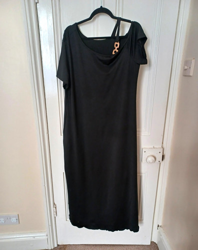 Womens black maxi dress side - womens,