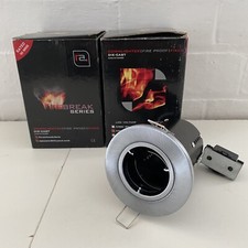 2 X SATIN CHROME FIXED DOWNLIGHT FIREPROOF SERIES IP20 CEILING SPOTLIGHT