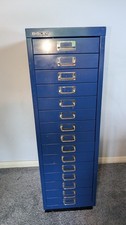 Bisley 15 Drawer Metal Filing Cabinet Blue