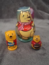 3 Disney Winnie The Pooh Wooden Nesting Doll Sets Great Condition