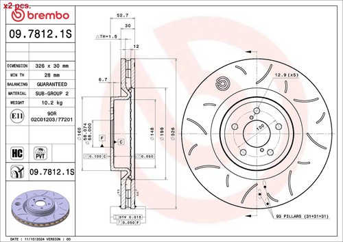 Pcs front brake - disc, rotos