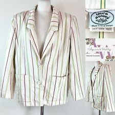 Laura Ashley Vintage Deckchair Blazer Size U.K. 14 1980s Pure Cotton Striped 