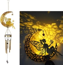 YZYOE Cute solar powered moon flower fairy wind chime decorative light, iron ar