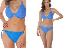 REDUCED-FREYA~SUNDANCE U/W NON- PADDED HALTERNECK BIKINI BRA-PANT-SET BLUE MOON*