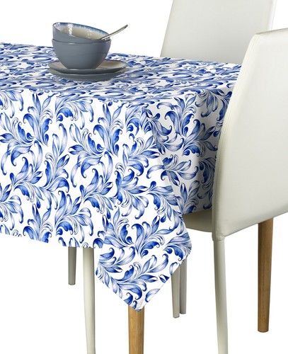 Blue traditional leaves - traditional, fabric