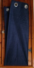 Plain Denim Blue Eyelet Curtains Open Pattern Lined Clean VGC 66wx54" Nice Wght