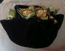 New Without Tags Deep Purple Unbranded Dolly Drawstring Bag With Gold Flowers