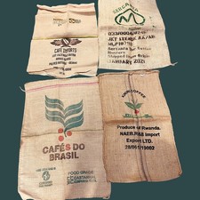 5x Used Empty Coffee Hessian Burlap Jute Bags Sacks Garden Planter Smoker Fuel