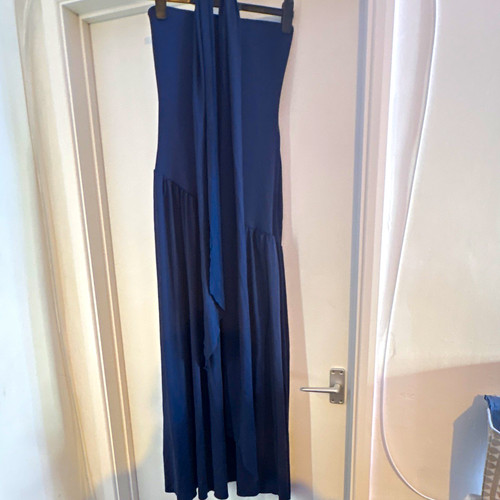 Navy chiffon boob tube - chiffon,