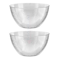 2pc Plastic 'Glass Look' 19cm Salad Bowls Trifle Round Serving Dish Party Snack