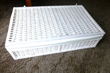 Lined Dunelm StorageBasket Hamper Box hinged Lid Paper Rope style DELIVERY POSS?