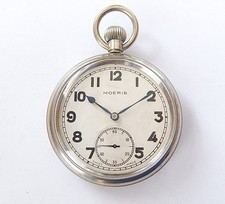 1940'S WW11 MOERIS MILITARY 15 JEWELS SWISS LEVER POCKET WATCH WORKING
