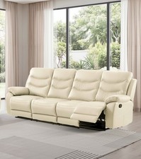 CREAM Italian Leather 4 Seater