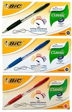BIC Atlantis Classic Retractable Ballpoint Pens Black/Blue/Red Biros 12-Pack