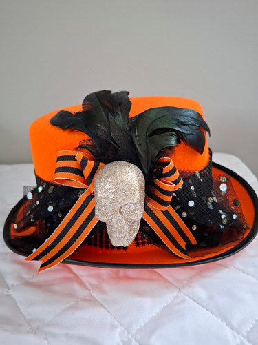 Orange felt formal hat - hat, one