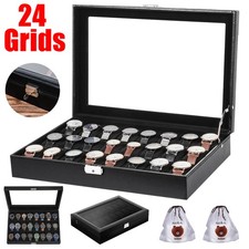 24 Grids Watch Display Box Storage Case Jewelry Collection Holder Gift Men Women