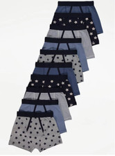 10 PACK Boys Star Strip Print Trunks Shorts Pants Age 2-16 underpants100% Cotton