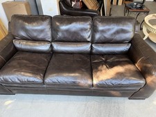 2 X 3 Seater Brown Leather Sofas