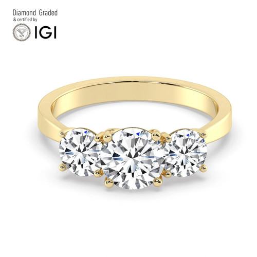 Round diamond trilogy ring 18k - trilogy,