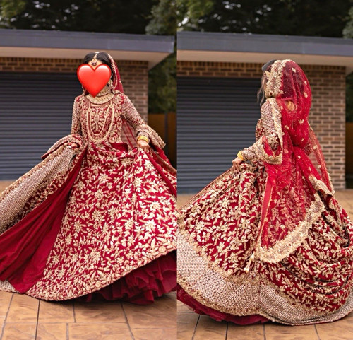 Women red bridal lengha - red,