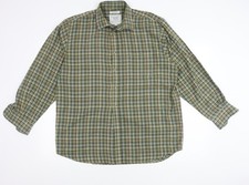 Bonart Durness Men's Green Check Cotton Long Sleeve 16.5 Collar Shirt