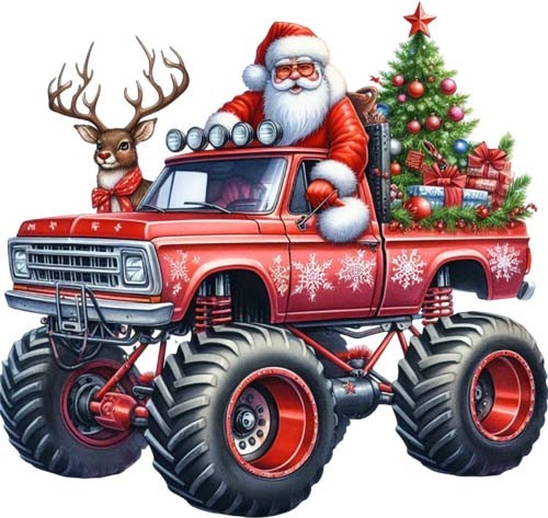 Christmas monster truck santa - truck,