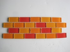 22 Pcs 47 x 22 x 6mm Polished Red / Orange Mix Glass Mosaic tiles on mesh