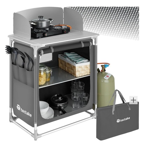 Camping kitchen with shelves - camping,