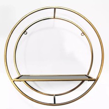Gold Circular Metal Wall Shelf