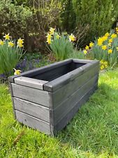 Black Wooden Planter Trough Garden Flower Plant Pot Fully Assembled