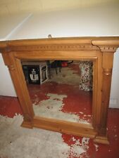 Solid pine wall mirror with bevel edge, dental and column details