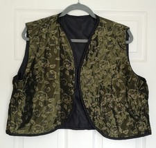 Men's Waistcoat Black /Gold Floral Brocade  Size  Large